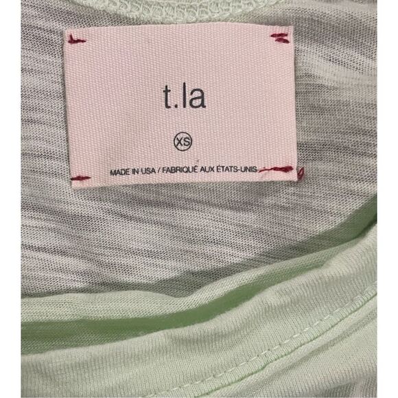 Anthropologie t.la bright mint green pocket basic tee criss cross back XS minima - Picture 3 of 7